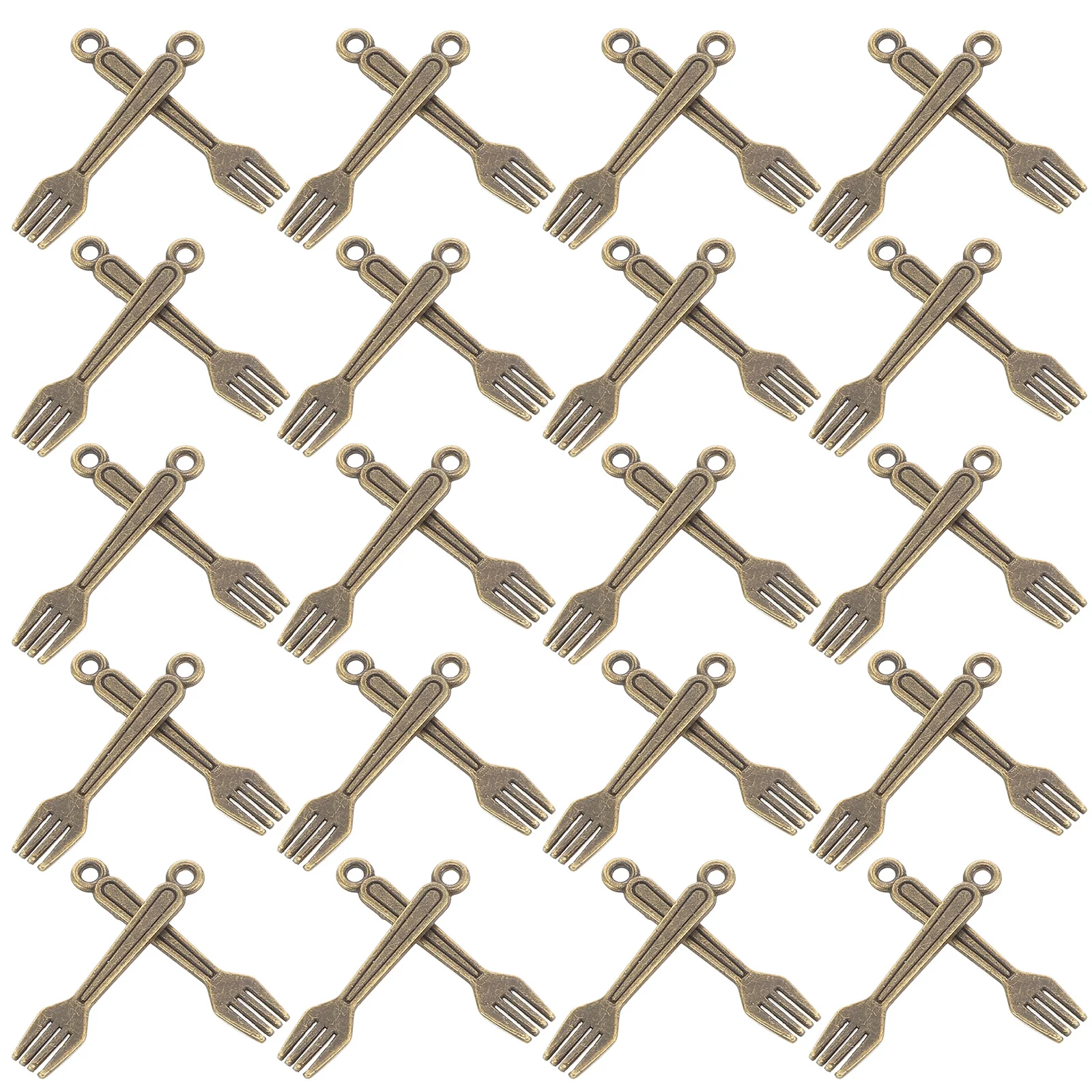 

100pcs Cute Tableware Pendant Vintage Mini Cutlery Pendant Vintage Fork Pendant Cute Miniature Fork Pendants Retro Alloy Tablewa