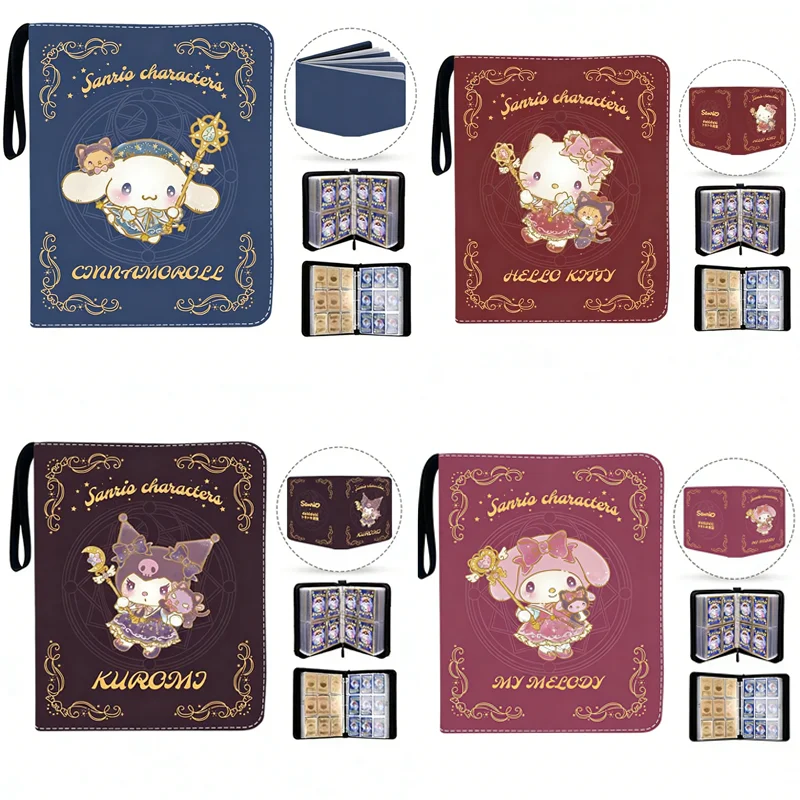 Japanese Magic Book Series My Melody Kuromi Hello Kitty Cinnamoroll Leather Zipper Binder Card Holder Collectible Card Album