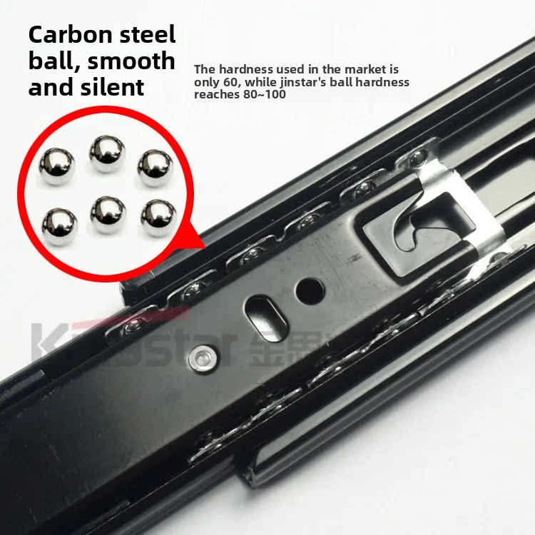 Mm Three Section Buffer Drawer Slides In Cold Rolled Steel Electroplated Finish Soft Close Action To Length Options Cabinet