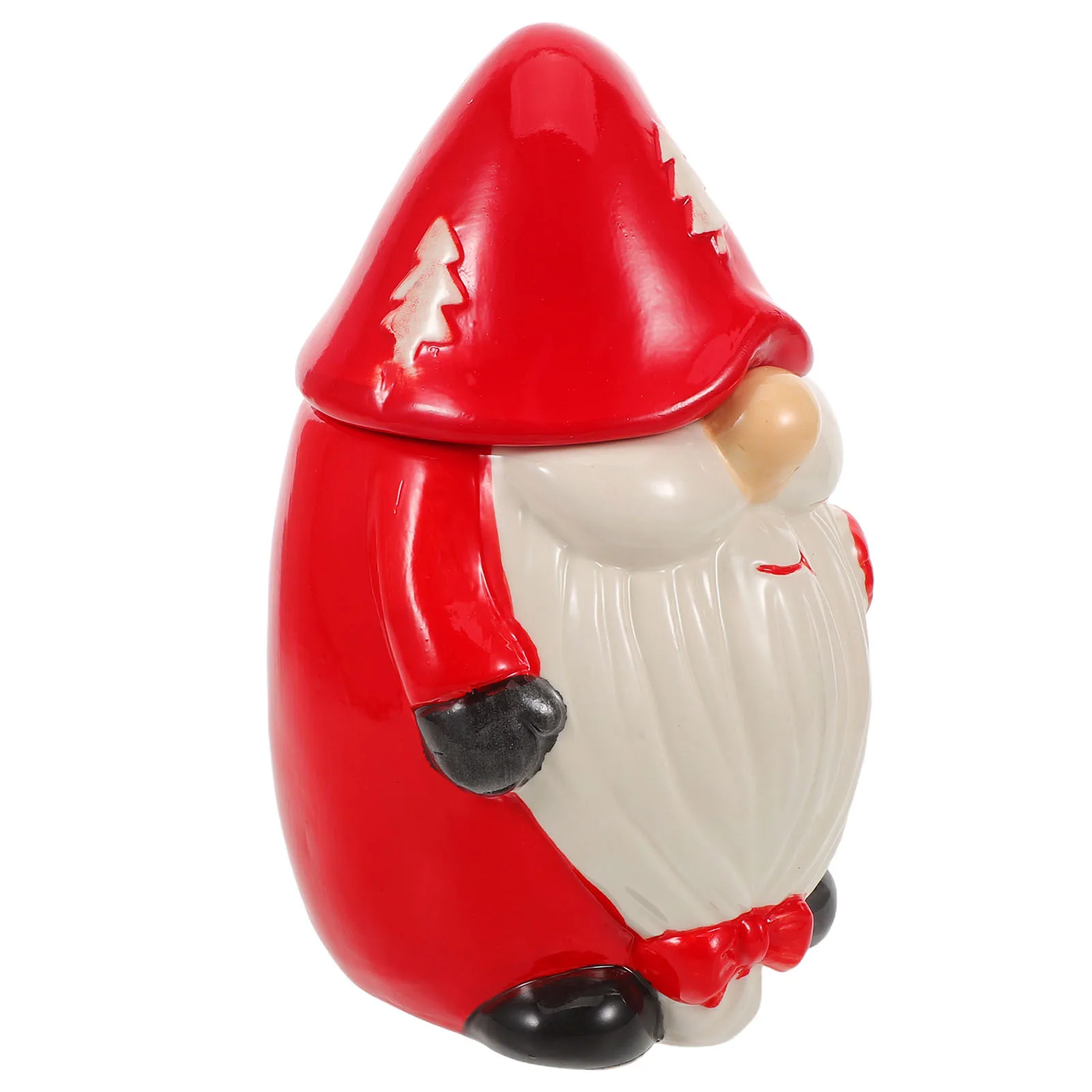 

Christmas Ceramic Cookie Jar Festive Gnome Shaped Lidded Biscuit Box Holiday Treats Decor Gift Holiday Candy Jar
