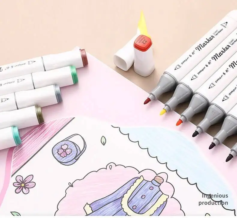 1-teilige Lytwtw's Markierungsstifte, Doppelkopf-Pinsel, Zeichnung, Textmarker, ästhetisch, professionell, Manga, Schule, Kunstbedarf, Schreibwaren – Detail 1