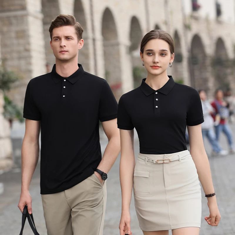 

Summer new men's polo shirt men's lapel business office solid color short sleeved T-shirt Male fashionable casual sports top