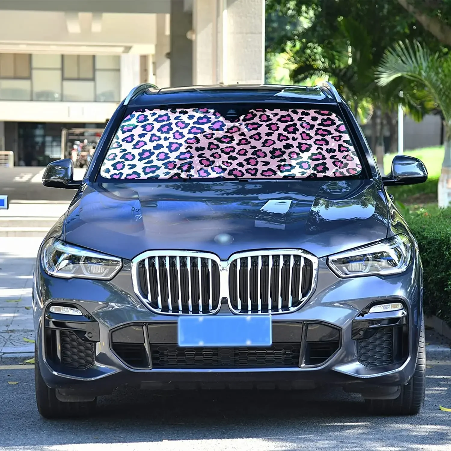 Car Sunshades for Front Windshield Auto Sunshield Shade Foldable Hot Pink Black Leopard Car Sun Visor Blocks UV Rays Heat Protec