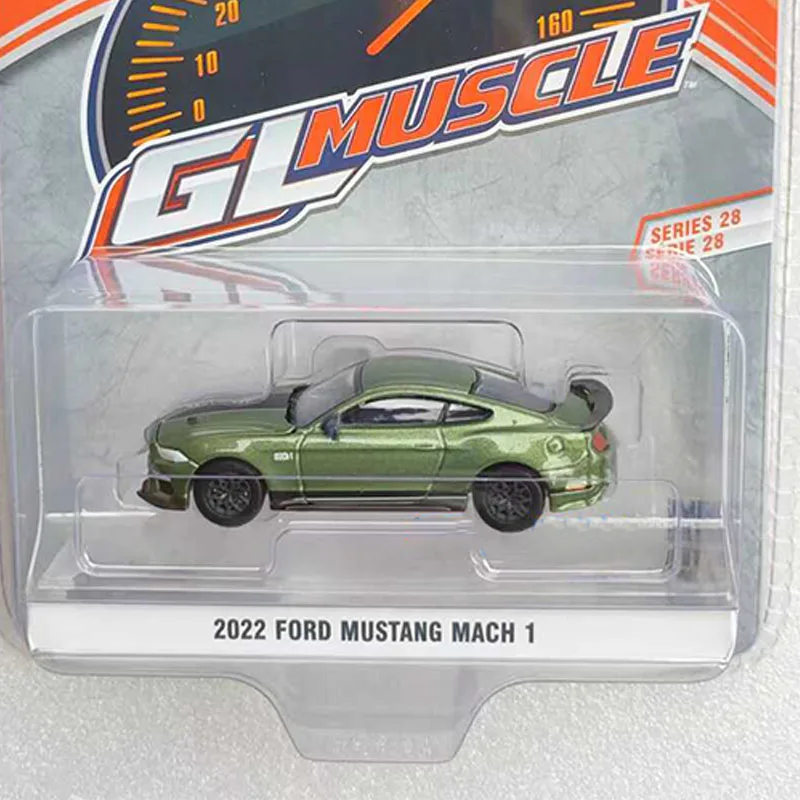 GreenLight-modelo de coche de aleación de simulación Ford Mach1, escala 1:64, serie muscular 28-2022, exhibición estática, juguete coleccionable, regalo