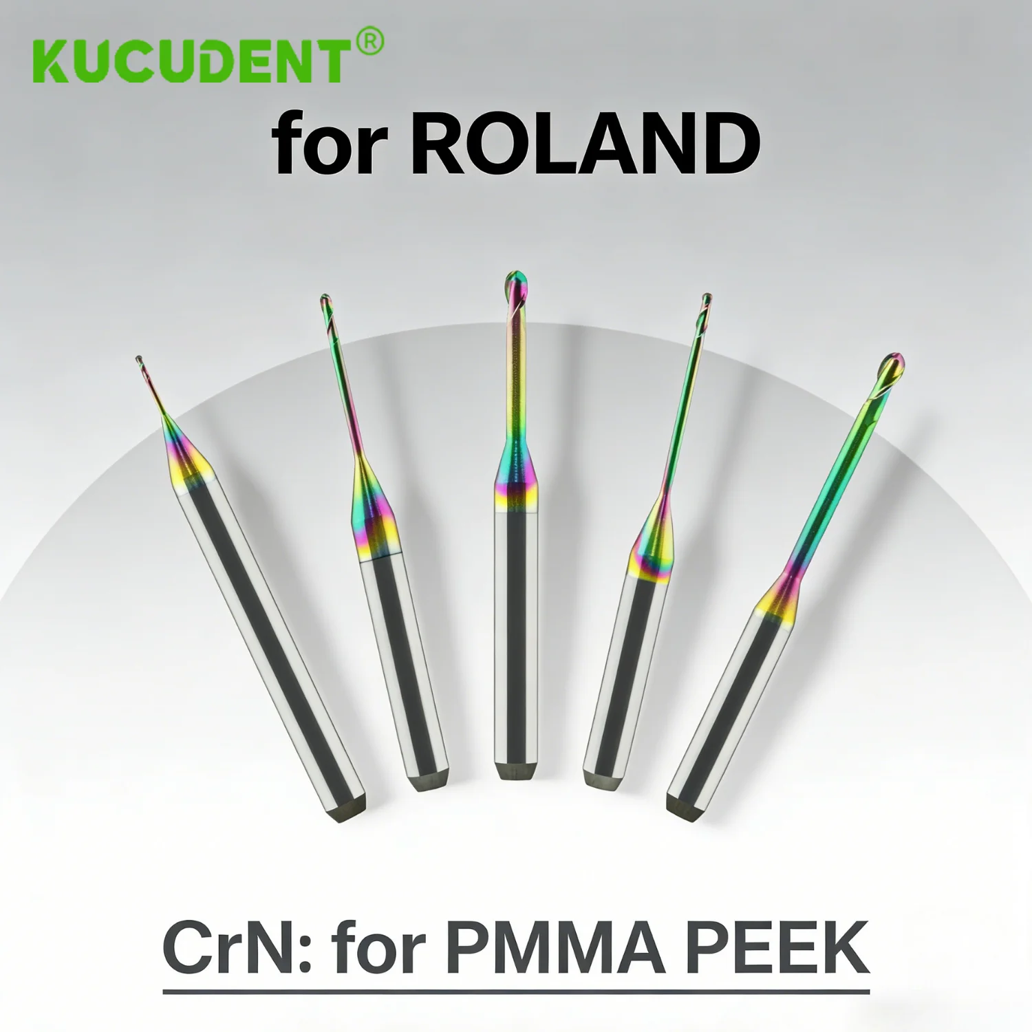 

Dental Lab CAD CAM Roland Machine PMMA PEEK Milling Burs CrN Coating Milling Cutter Drills for Resin Materials Grinding Tool