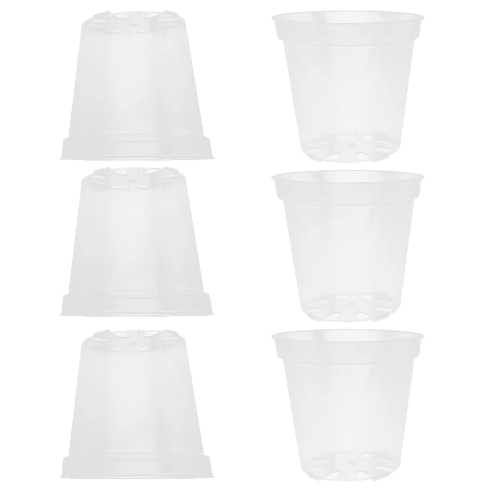 

6 Pcs Transparent Flower Pot Set Clear for Plants Care Orchid Potting Plastic Nursery Pots Cute Live