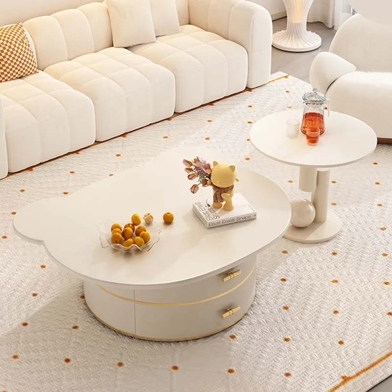 A Luxury Side Table Storage Modern Design Floor Living Room Coffee Tables Round Wooden Stolik