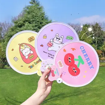 일본 스타일 접이식 플라잉 디스크 휴대용 접이식 선풍기 만화 팬, 포켓 접이식 팬, 원형 플라잉 디스크 팬, 여름