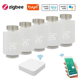 Tuya 스마트 홈 Zigbee 3.0 온도 조절 라디에이터 밸브 Zigbee 온도 조절기 스마트 온도 조절 밸브 헤드 허브 Alexa Google 홈