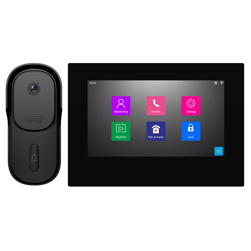 【Superdeals】7 بوصة جرافيتي واي فاي جرس الباب المرئي HD 1080P كشف الهاتف المحمول جرس الباب الذكي اتجاهين الصوت عن بعد فتح الباب