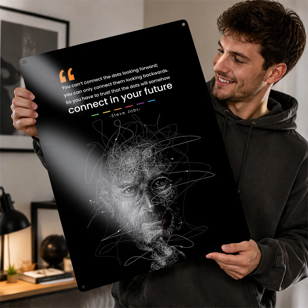 Steve Jobs Future Quote Printed Poster Scribble Wall Art For Reading Room Customized Aluminum Metal Sign Business Owner Gift