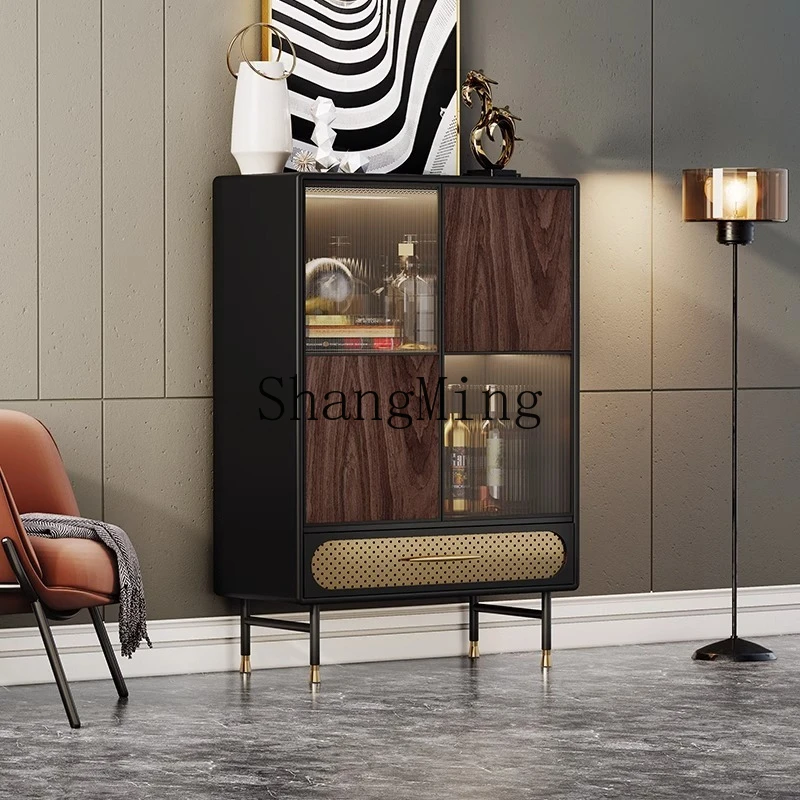 

SM light luxury solid wood display cabinet modern simple living room wall display cabinet glass decorative side cabinet