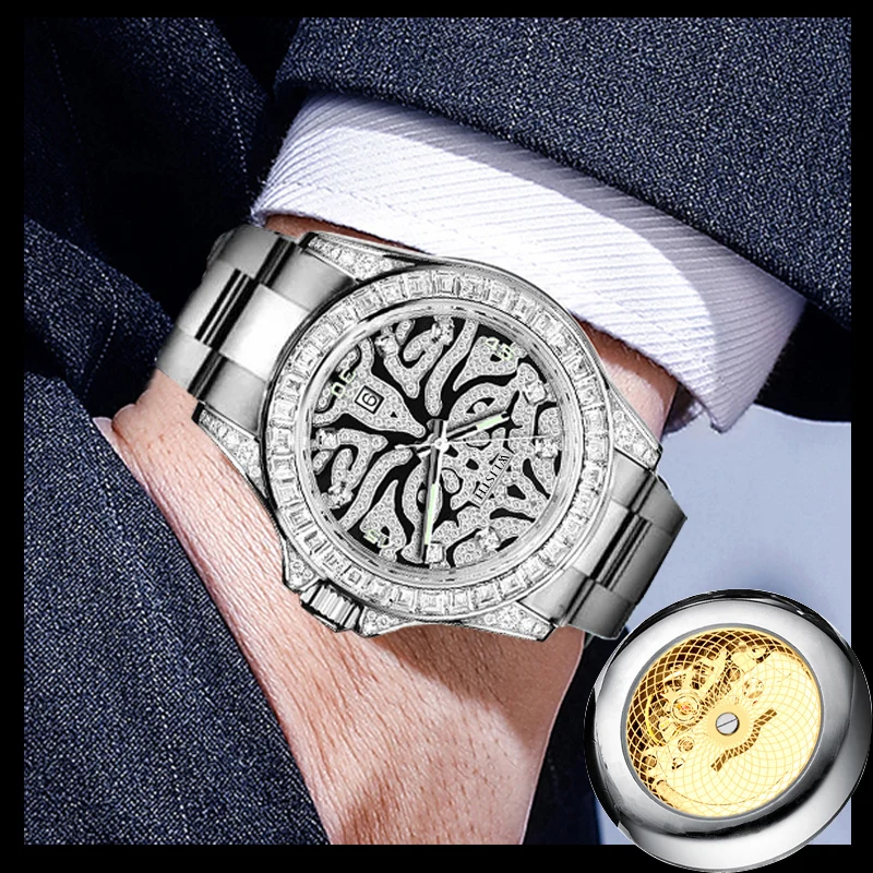 Men's Watches Luxury Quartz Watch Tiger Pattern Waterproof Watch Automatic Watch Night Light Wristwatch Sports Watch for Men