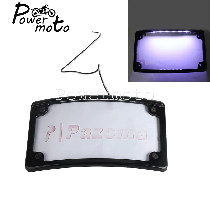 Moto License Plate Relocation Bracket For Harley Softail Fat Bob FXFB FXFBS 2018+ LED Lamp 12° Curve License Plate Frame Holder