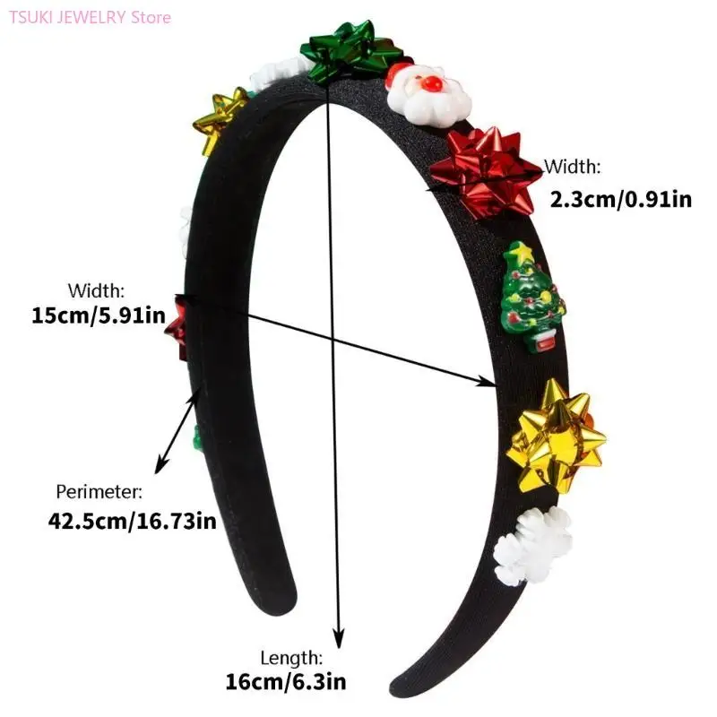 62KE Flower Blingbling Headband Christmas Headwear Christmas Party Photo Props Christmas Party Headwear Cosplay Accessories
