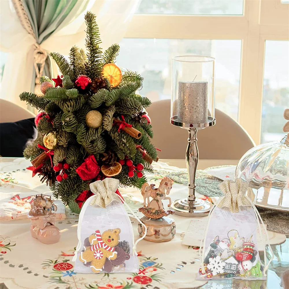 10-100 pezzi sacchetti di caramelle regalo in Organza di iuta di lino bomboniere per gli ospiti di nozze forniture per feste di compleanno sacchetti