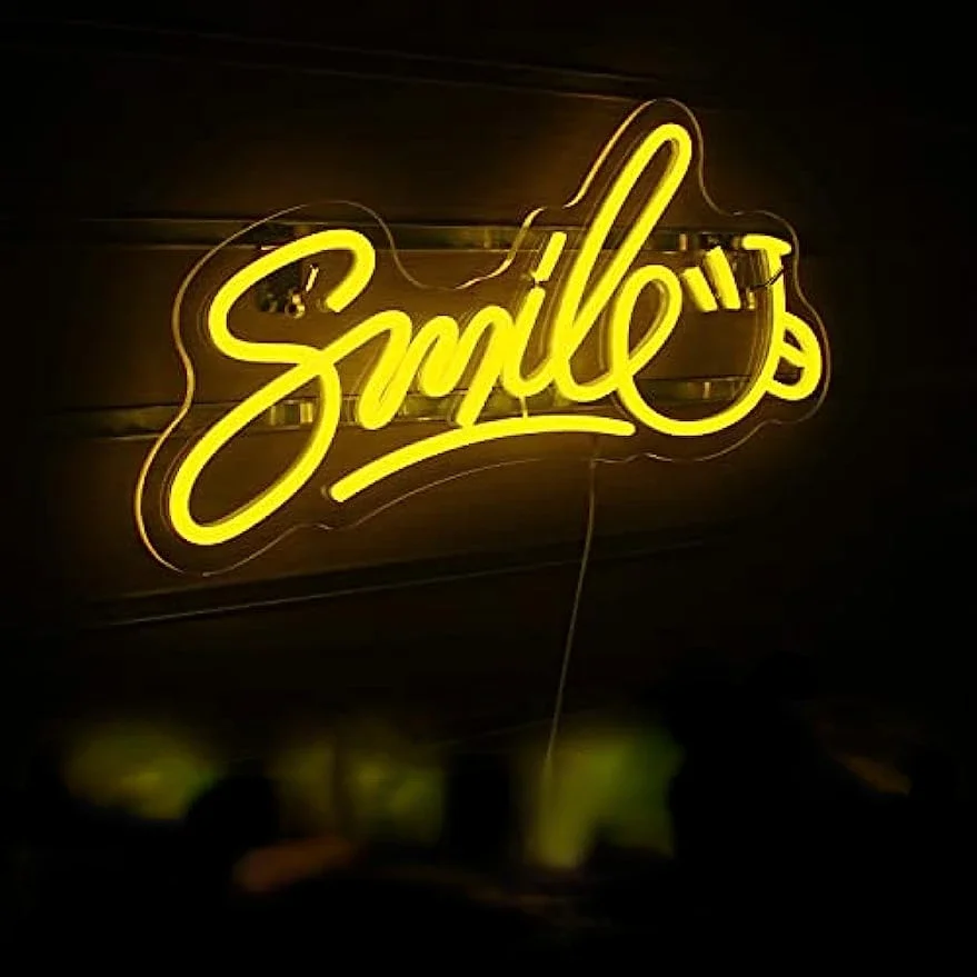 Smile Neon Sign for Wall Decor Yellow Led Neon Light for Cute Room Decor preppy Dorm Bedroom Decor Aesthetic Christmas Kids Gift