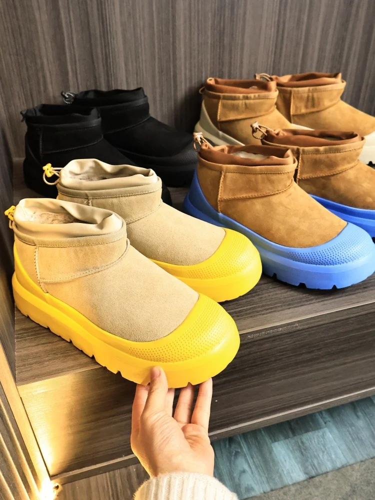 

Thickened Fleece Lined Long Plush Warm Winter Boots Men Women Casual Short Tube Rubber Sole Snow Boots Comfortable Booties