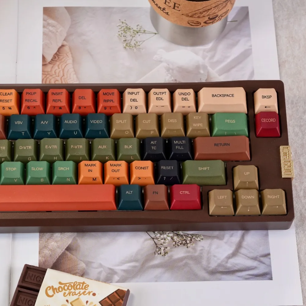 Cecord Theme Keycap Set 139key PBT Custom Retro Keyboard Cap Cherry Profile Gaming KeyCap for Mechanical Keyboard Accessories