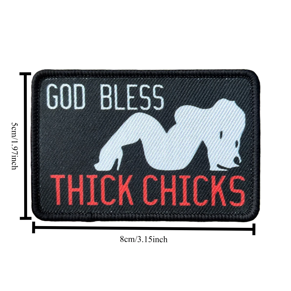 Parche táctico de meme God Bless Thick Chicks con velcro - imagen 2
