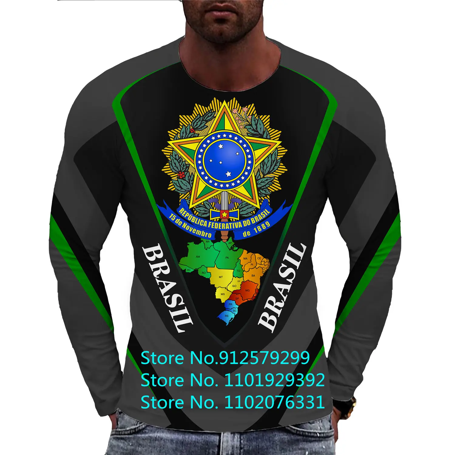 2022 New Fashion Brazil Flag 3d Long Sleeve T Shirt Round Neck Men/Women Casual Hip Hip Pullover Sports Shirts