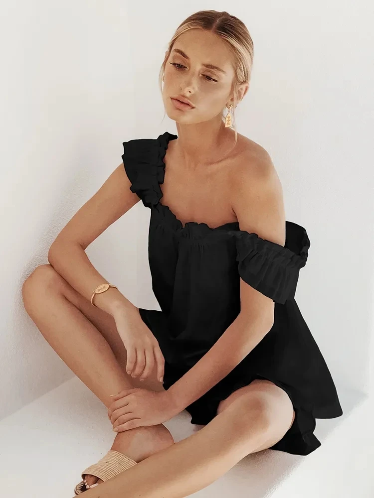 Ruched New Sleepwear Women\'s Cotton White Sleeveless Pajama Sexy Backless Summer Suit For Women Solid Loose Nightwear 2022