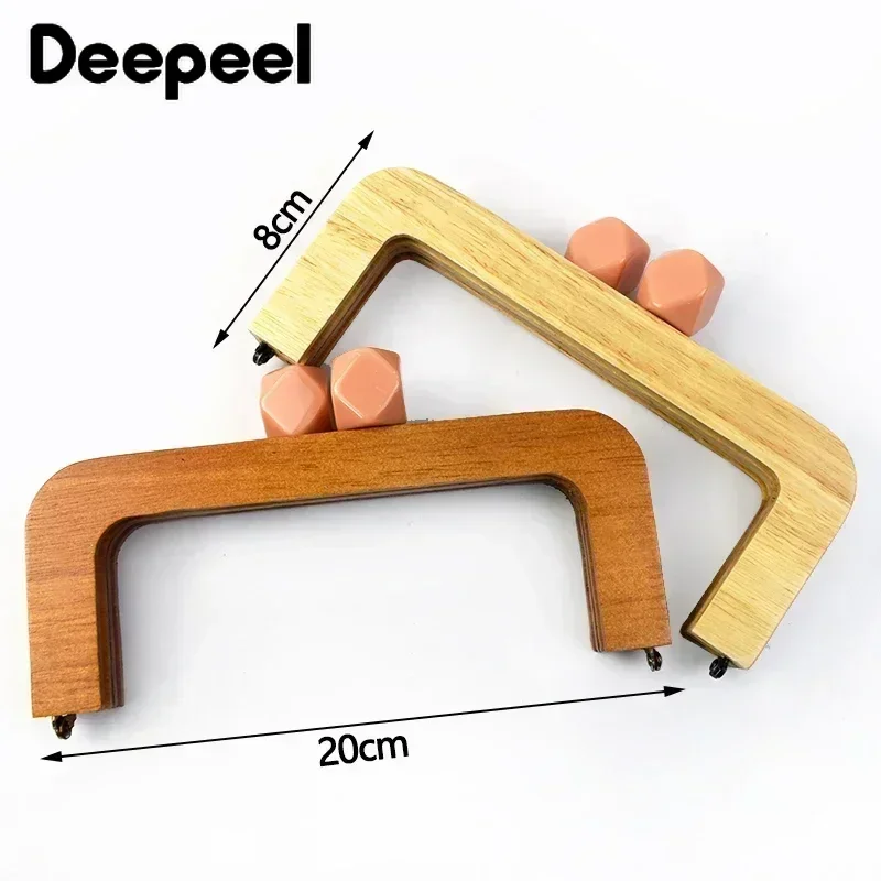 1/2/5 Stuks Deepeel 20Cm Houten Tas Handvat Tas Frame Klem Handtas Geweven Tassen Portemonnee Sluiting Beugels Diy Handgemaakte Accessoires