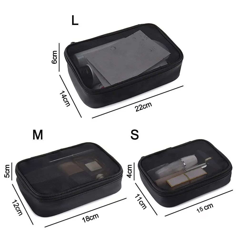 Portable Transparent Zipper Cosmetic Bag Makeup Bag Mesh Toiletry Bag