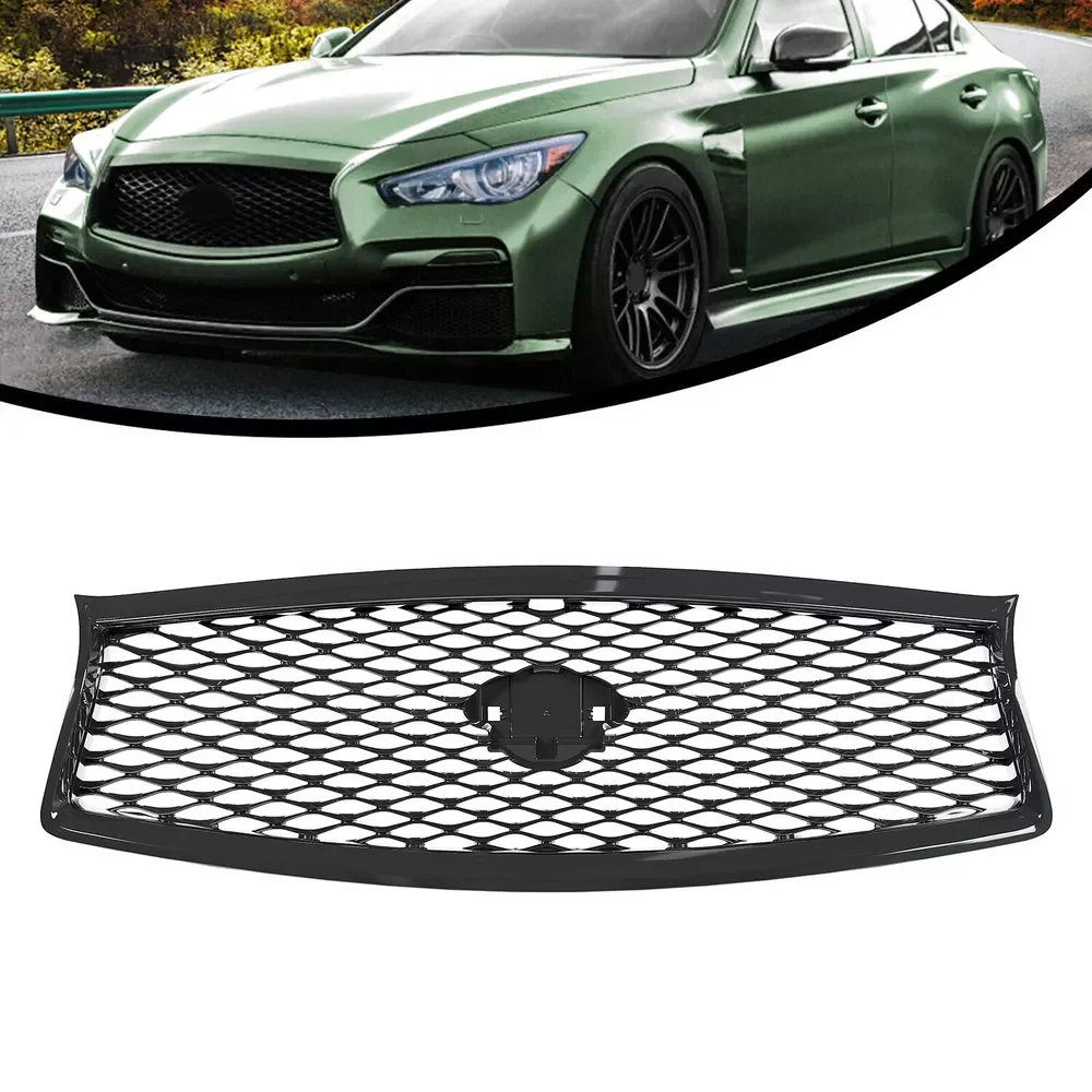 Front Mesh Bumper Grille For Infiniti 2014 To 2022 Q50 Sedan Racing Style Air Intake Grille Car Ornament Accessories