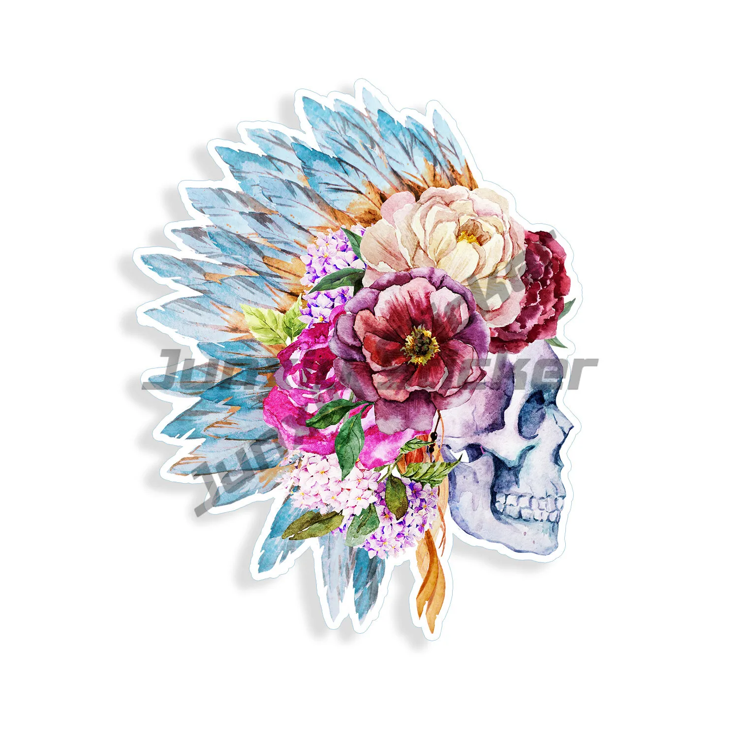 

Skull Flower Stickers, Indian Headwear, Candy Tattoo Cup, Car Window Bumper Stickers