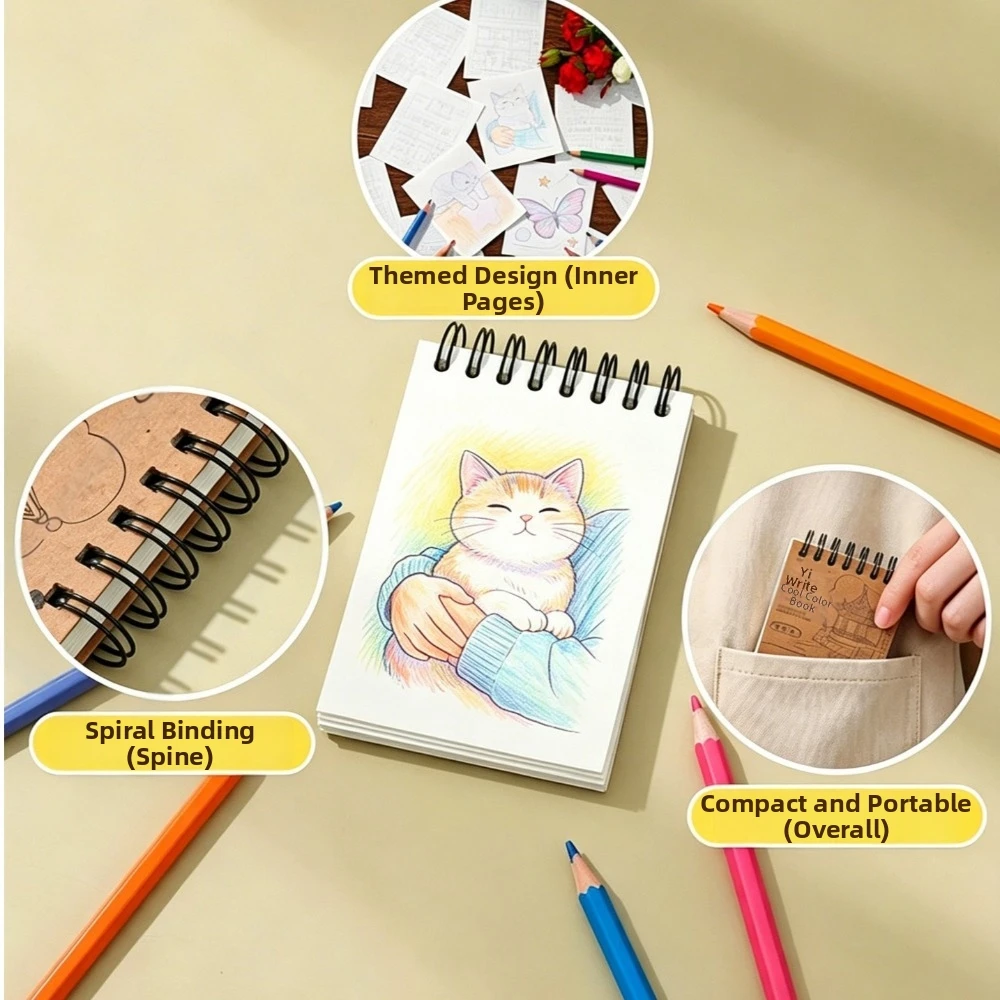 Blank Sketch Vintage Coloring Sketching Book 80 Pages Blank Hand Drawn Book DIY Tracing Line Art Drawing Book Arts Crafts
