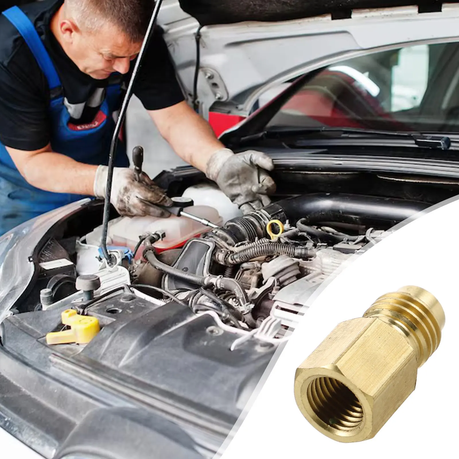 Refrigerant Tank Adapter Copper Fitting Small R134 Refrigeration Tank Valve Adapter Leak-Proof Vacuum Pump Hose Connector Air