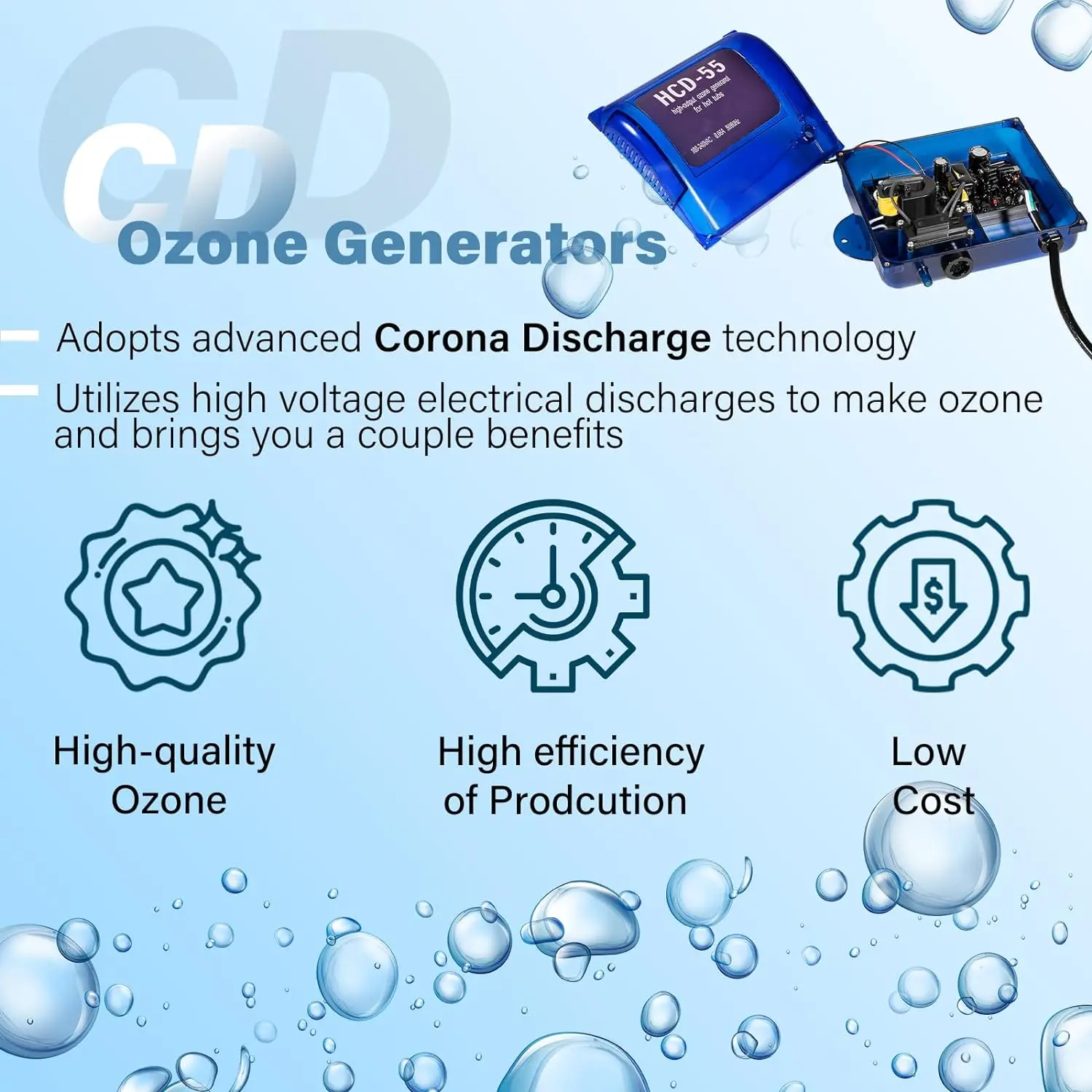 TM HCD-55 Spa Ozonator Kit: Hi-Output Ozone Generator Replacement for Clarathon for Hot Tubs & Swim Spas