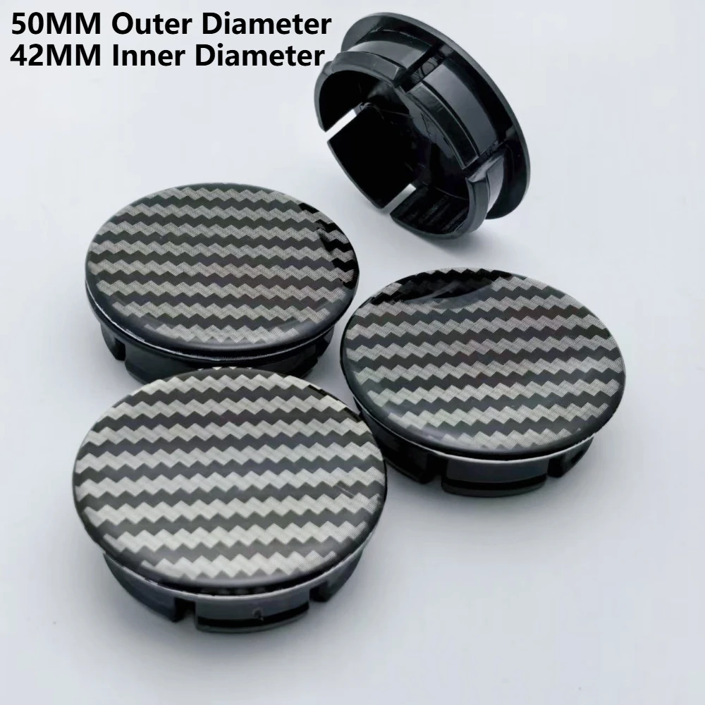 

4pcs Epoxy Resin No Logo Badge Car Wheel Center Caps 50MM 42MM Wheels Hub Cap Carbon Fiber Emblem Rim Hubcaps Cover Accessories