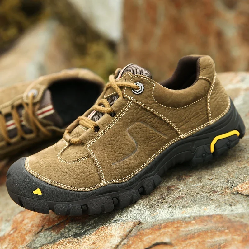 

New Men's Hiking Boots - Cowhide Leather, Warm Fleece-Lined, Lightweight, Non-Slip, Extra Large Size Casual Outdoor Shoes