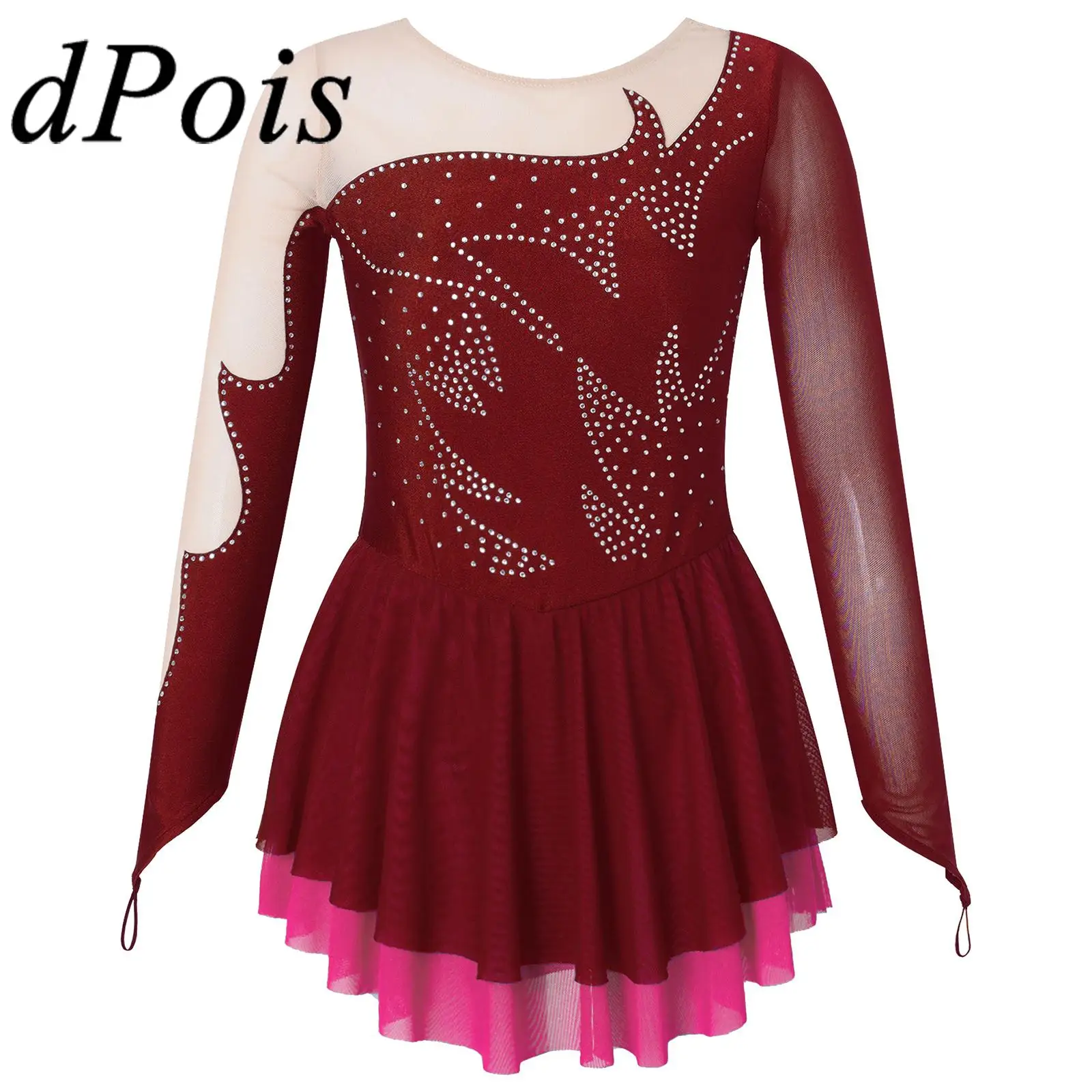 

Children Shiny Ballet Dance Gymnastics Leotard Dress for Dancing Competition Ice Skating Clothes Kids Girls Figure Skating Dress