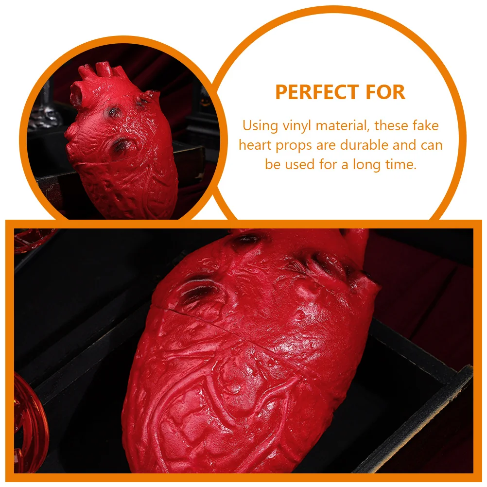 2 Pcs Heart Decorations Halloween Haunted House Atmosphere Props Fake Heart-shaped Red Hearts Baby