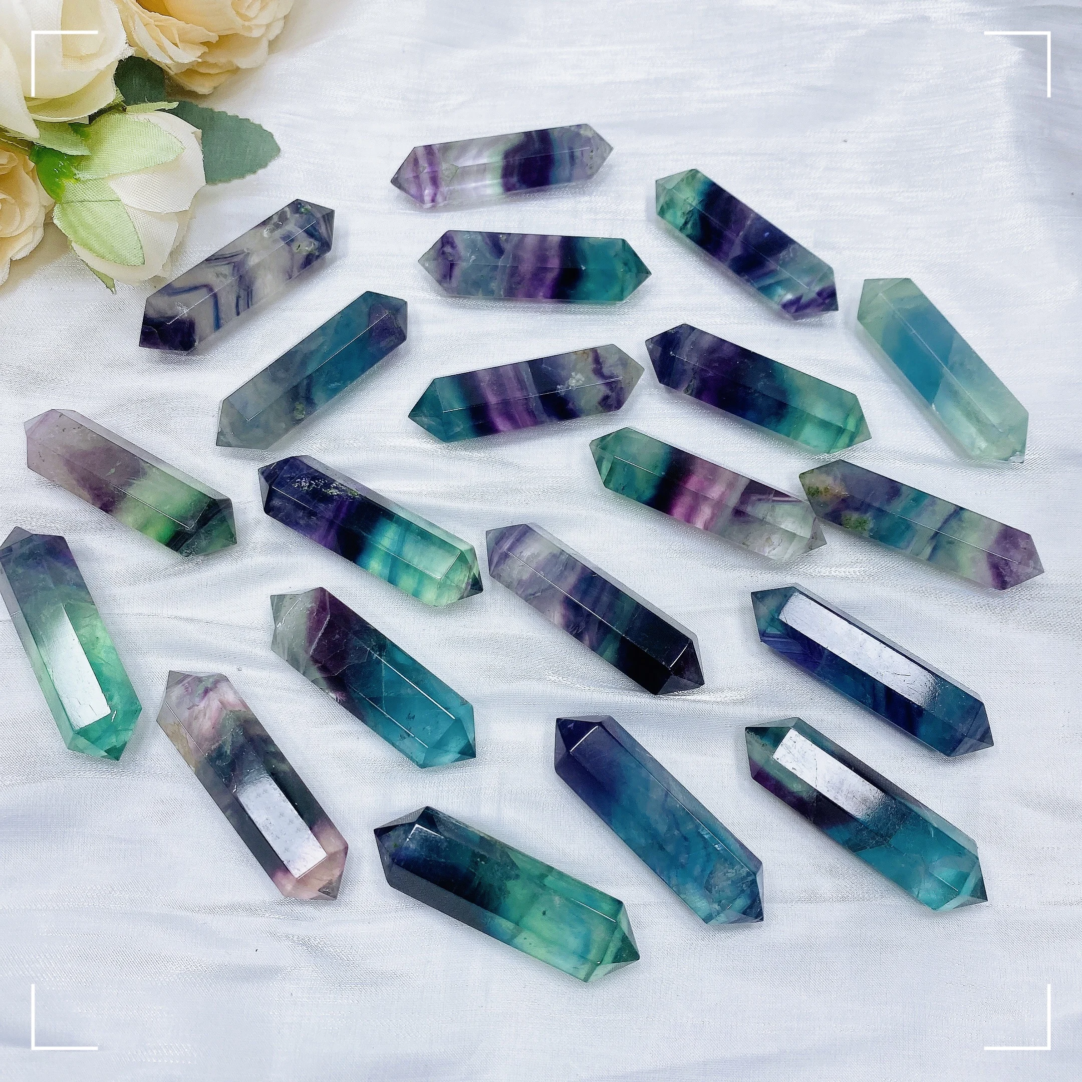 Natural Colorful Fluorite Obelisk Crystal Healing Stone Natural Quartz Reiki Polished Double Point Tower Home Decor Gift Collect