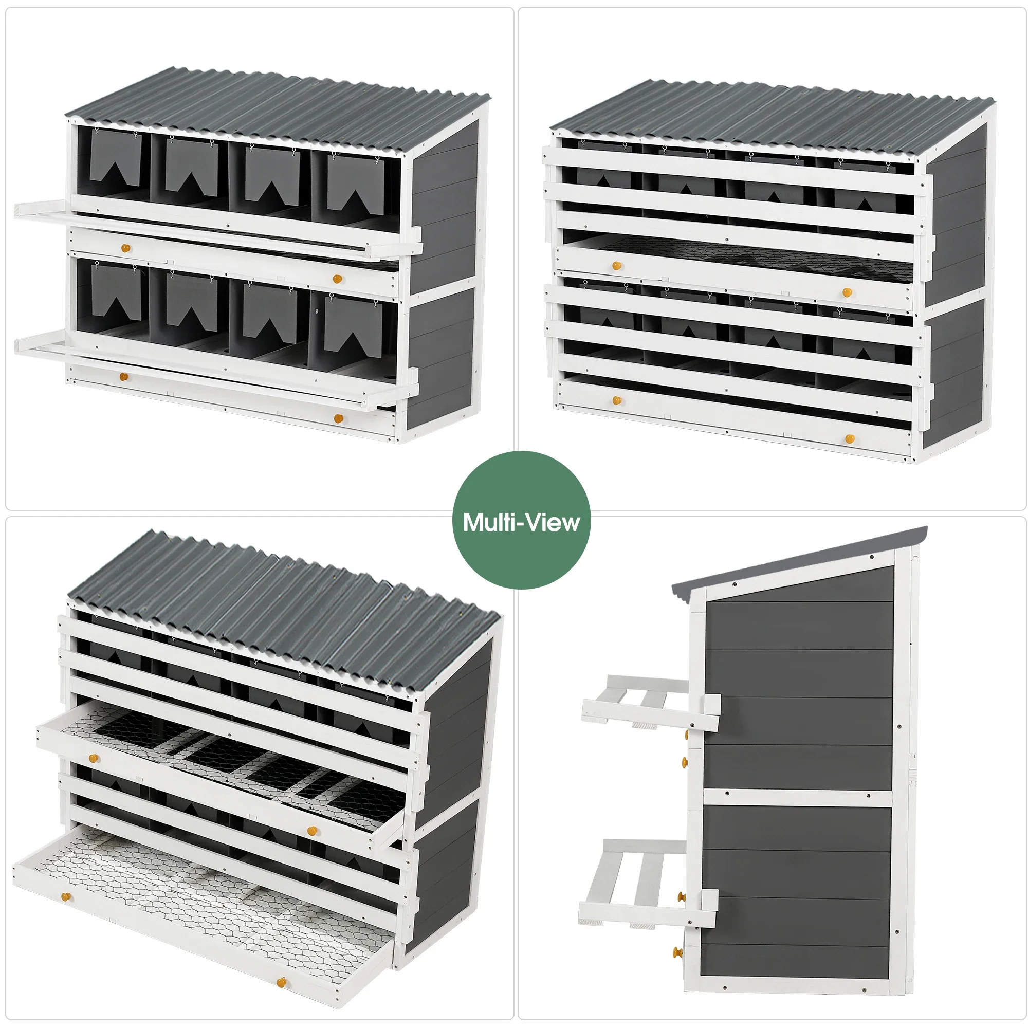 Nesting Boxes for Chickens, Wooden Chicken Nesting Box, 8 Compartments Egg Laying Boxes for Hens