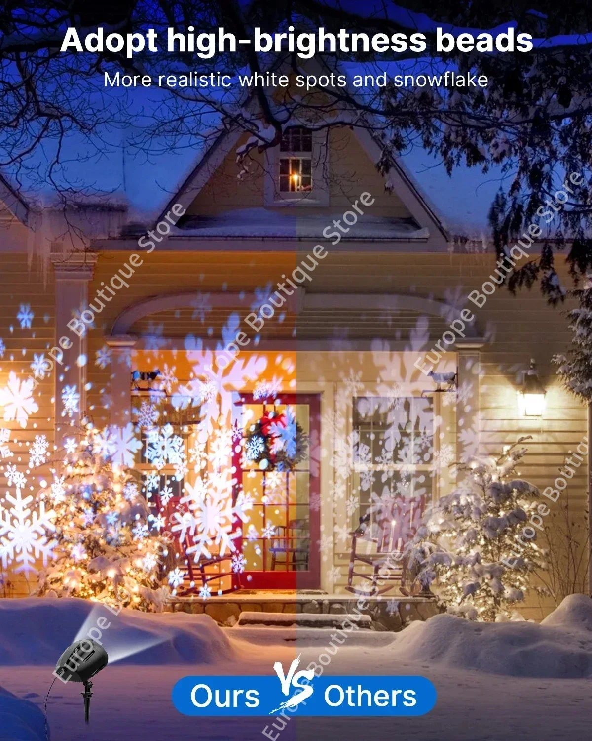 Luces de proyector de Navidad al aire libre, proyector de copo de nieve LED luces de Navidad con lámpara de proyección giratoria remota, impermeable