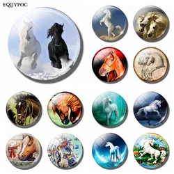 Horse 30 MM Fridge Magnet Glass Dome Cabochon Magnetic Refrigerator Stickers Note Holder Cute Animals Home Decor