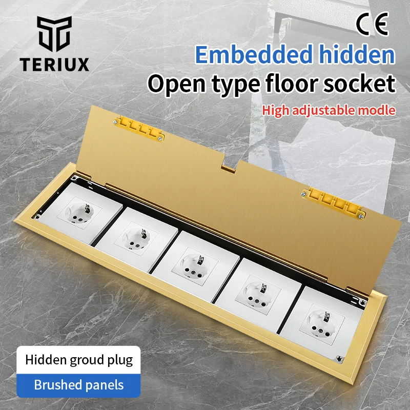 Factory Sale Stainless Steel floor Socket  Customized   Built in  accommodates 5 power module panels  height adjustable box