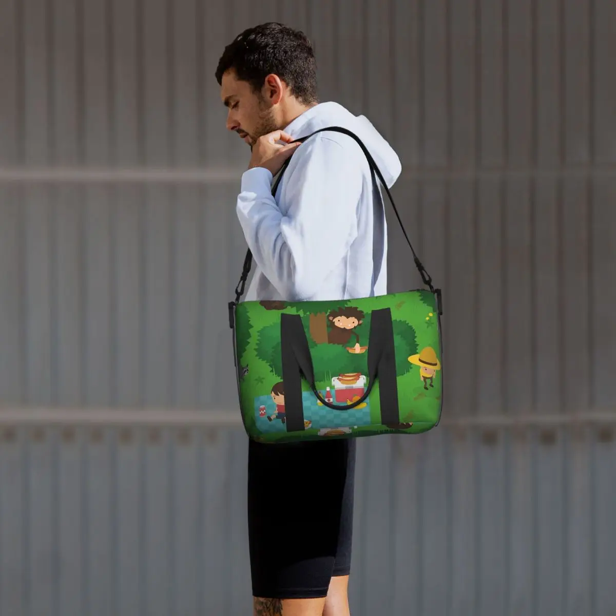 مخصص متستر Sasquatch نزهة الشاطئ حقيبة سفر سعة كبيرة حمل الحقائب لصالة الألعاب الرياضية اليوغا النساء التسوق حقيبة كتف واق من المطر #4