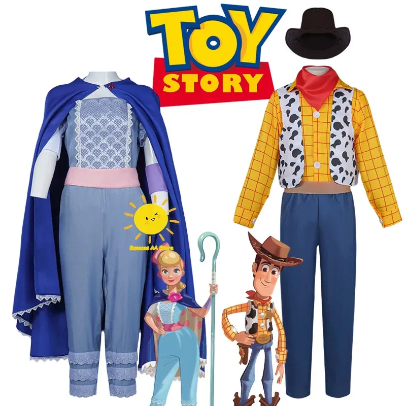 

BEAST KINGDOM Anime Bo Peep Woody Cosplay Costume Toy Story Cosplay Cowboys Woody Suits Vest Hat Cape Halloween Party Cos Adult