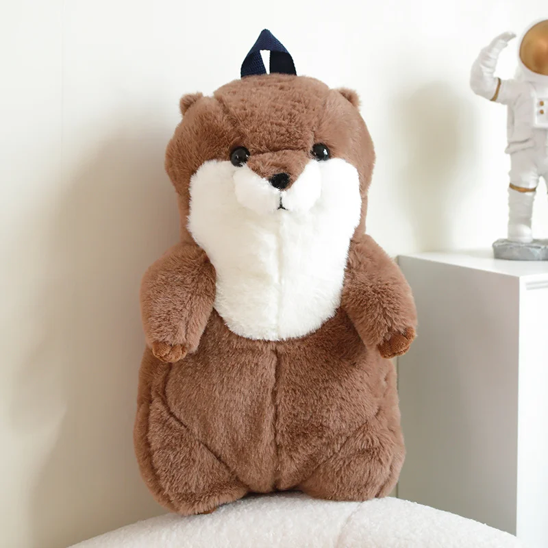 Simulazione Otter Zaino Giocattoli di peluche Peluche morbido Bambola di cartone animato Lutra Giocattolo animale Regalo creativo per ragazze dei ragazzi