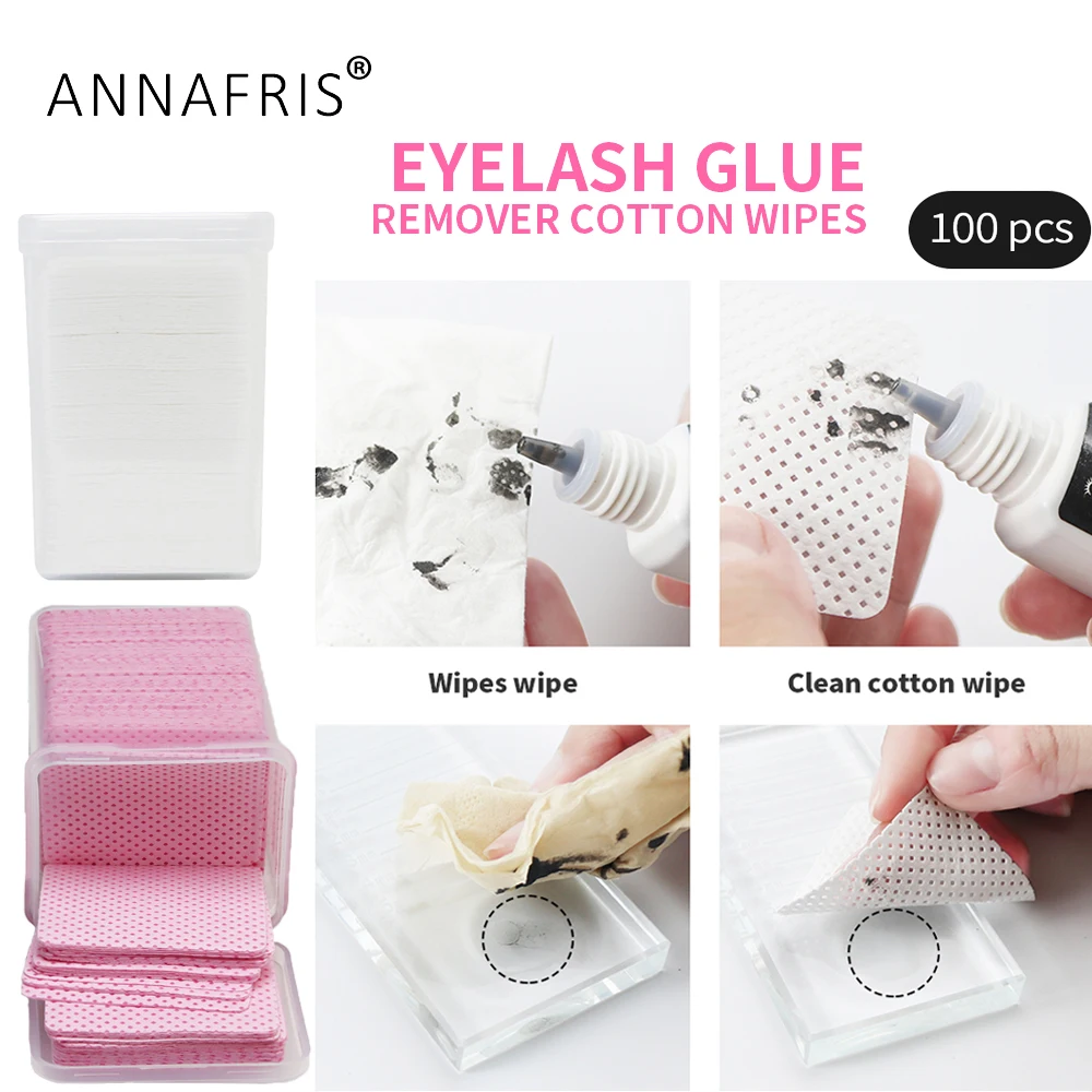 200Pcs Lint-Free Paper Cotton Eyelash Glue Remover Wipe The Mouth Of The Glue Bottle Prevent Clogging Cleaner Pad Makeup Tool