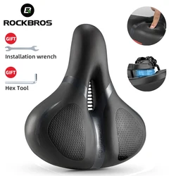 ROCKBROS MTB Bike Saddle Comfortable Hollow Breathable Waterproof Leather Cushion Dustproof Shock Absorption Bicycle Accessories