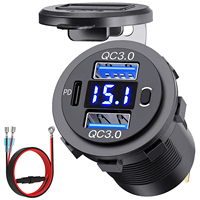 DIY Dual QC 3.0 & PD USB C Three-Port USB Charger Voltmeter Switch Car USB Charger for Car Boat Marine RV Truck ATV Golf Cart