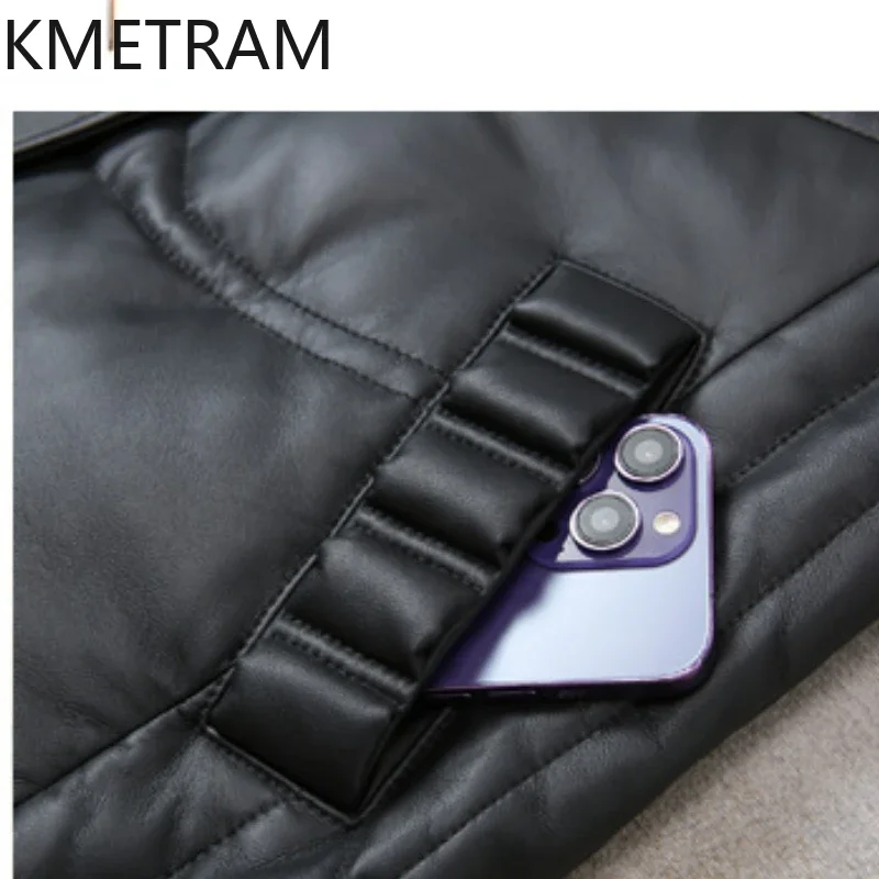 Echtes Schaffell Leder Daunenmäntel Damen Kleidung Fuchspelzkragen Pufferjacke mit Kapuze Winter Langer Mantel Frau 2024 вхок