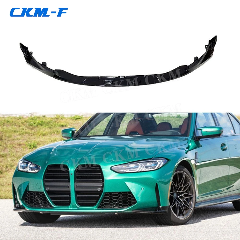 

for BMW 3 Series G80 M3 4 Series G82 G83 M4 2021 + Car Bodykits ABS Gloss Black Front Bumper Lip Chin Spoiler Accessories